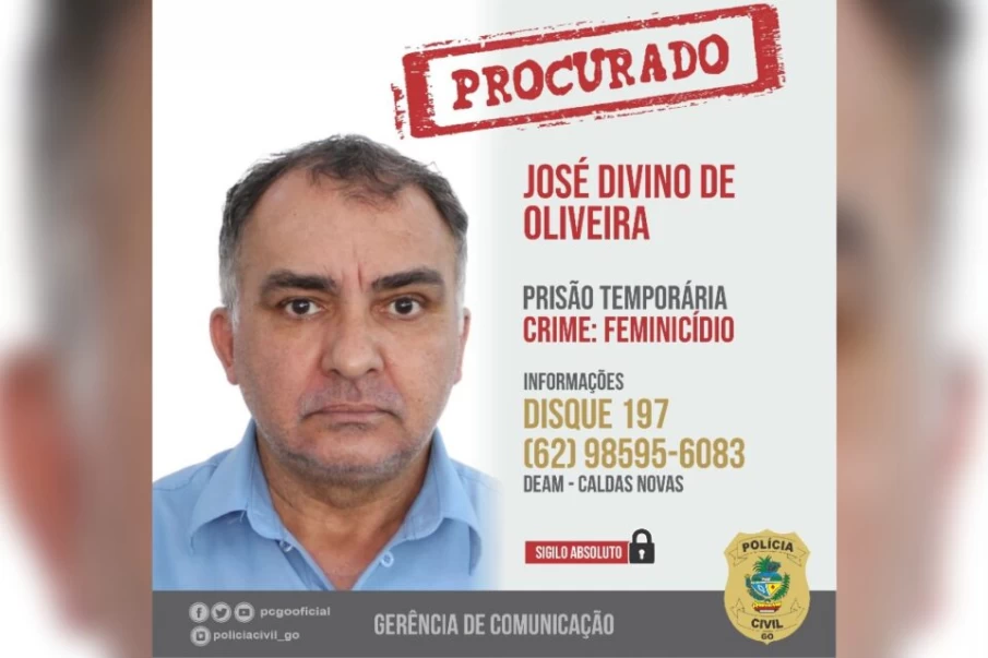 PC pede ajuda para localizar suspeito de assassinar a ex mulher em Caldas Novas